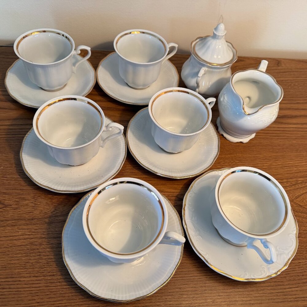 Vintage Wałbrzych Porcelain Coffee and Tea Service Set from Poland, likely in th